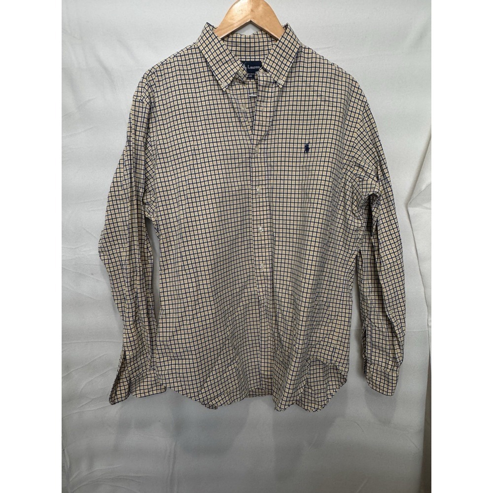 Ralph Lauren Men's Button Down Long Sleeve Shirt Sz Xl Blue & yellow classic fit